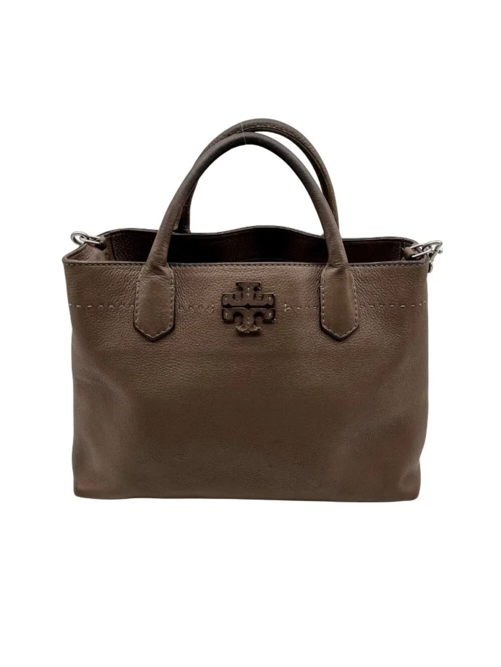 Tory Burch Brown Pebbled Leather Satchel Bag